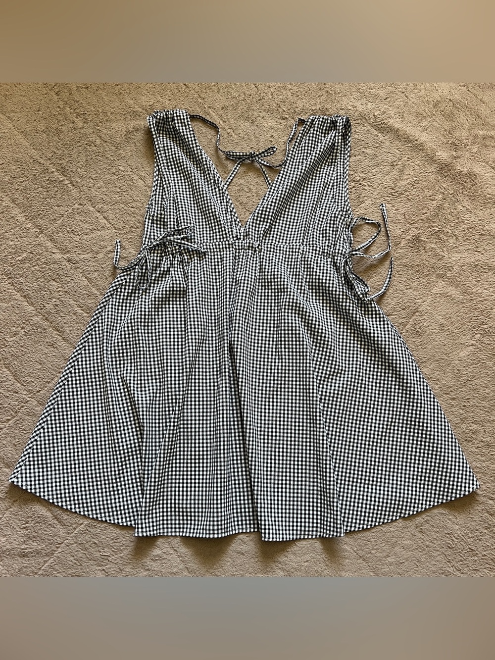 Asos Design Deep V-Neck Plaid Mini Dress Milkmaid Cottage Coquette Preppy Sz 0
